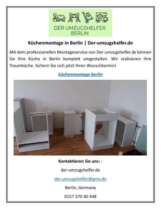 Küchenmontage in Berlin Der-umzugshelfer.de