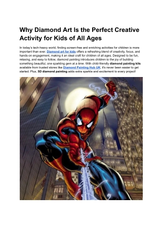 Why Diamond Art Is the Perfect Creative Activity for Kids of All Ages