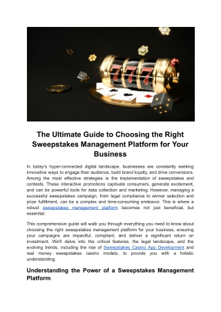 The Ultimate Guide to Choosing the Right Sweepstakes Management Platform for Your Business