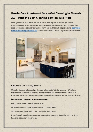 Hassle-Free Apartment Move-Out Cleaning in Phoenix AZ – Trust the Best Cleaning Services Near You