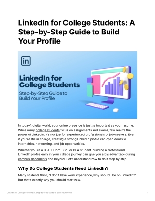 LinkedIn for College Students A Step-by-Step Guide to Build Your Profile