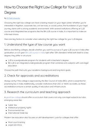 How to Choose the Right Law College for Your LLB Degree