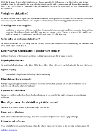 Elektriker på Södermalm: Allt du behöver veta