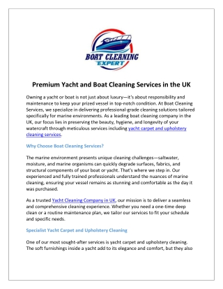 Premium Yacht and Boat Cleaning Services in the UK