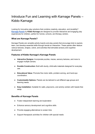 Introduce Fun and Learning with Karnage Panels – Kiddo Karnage