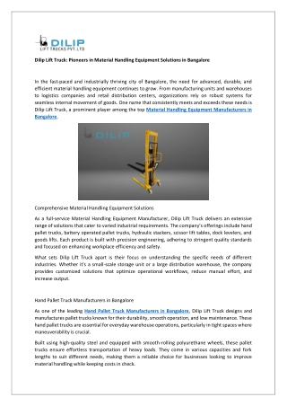 Dilip Lift Truck-Hand pallet operated