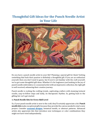 Thoughtful Gift Ideas for the Punch Needle Artist in Your Life