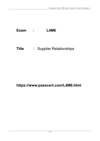 L4M6 Supplier Relationships Dumps
