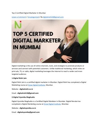 Top 5 Certified Digital Marketer In Mumbai