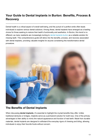 Your Guide to Dental Implants in Burton Benefits, Process & Recovery