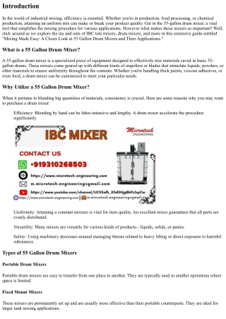 Blending Facilitated: A Closer Take A Look At 55 Gallon Drum Mixers and Their Ap