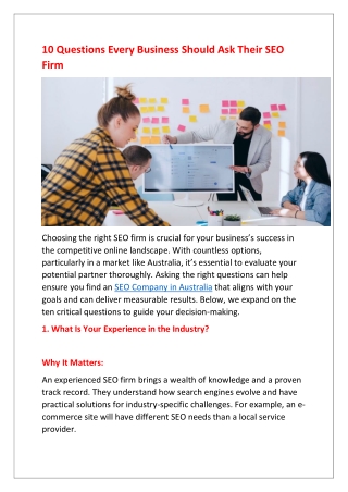 10 Questions Every Business Should Ask Their SEO Firm