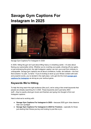 Savage Gym Captions For Instagram In 2025