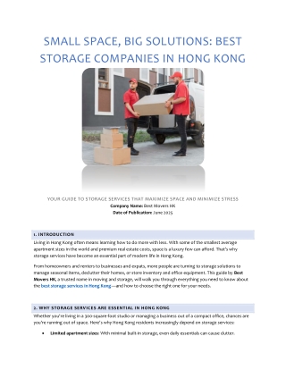 SMALL SPACE, BIG SOLUTIONS BEST STORAGE COMPANIES IN HONG KONG