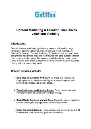 Content Marketing and Creation