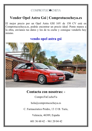 Vender Opel Astra Gsi  Comprotucocheya.es