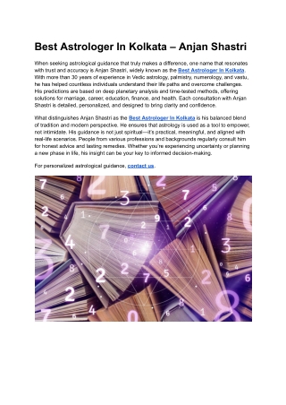 Best Astrologer In Kolkata – Anjan Shastri