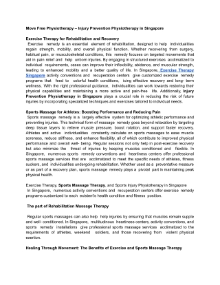 Move Free Physiotherapy – Injury Prevention Physiotherapy in Singapore