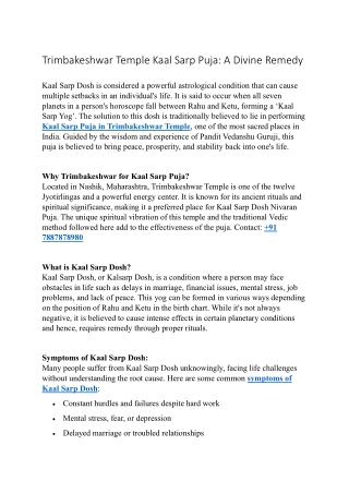 Trimbakeshwar Temple Kaal Sarp Puja