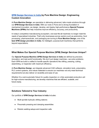 SPM Design Services in India by Pure Machine Design_ Engineering Custom Innovation
