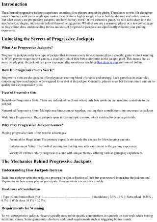 Unlocking the Secrets of Progressive Jackpots