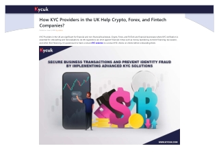 How KYC Providers in the UK Help Crypto, Forex, and Fintech Companies?