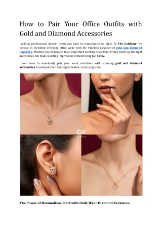 How to Pair Your Office Outfits with Gold and Diamond Accessories