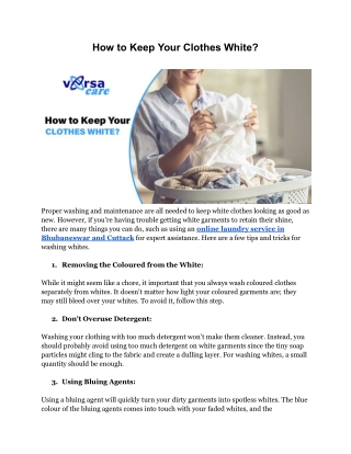 How to Keep Your Clothes White?