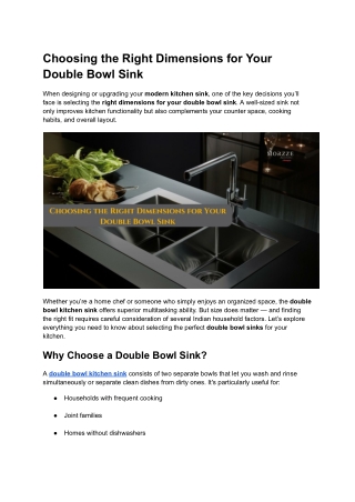 Choosing the Right Dimensions for Your Double Bowl Sink