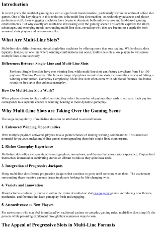 Why Multi-Line Slots are Taking Over the Gaming Scene