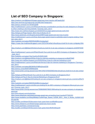List of SEO Company in Singapore