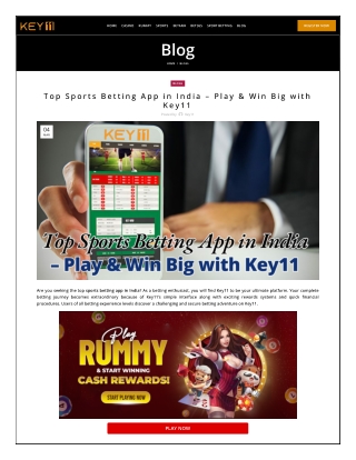Top Sports Betting App in India – Play & Win Big with Key11
