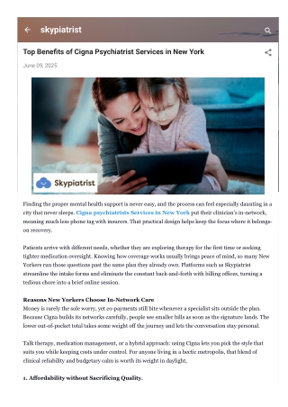 Top Benefits of Cigna Psychiatrist Services in New York