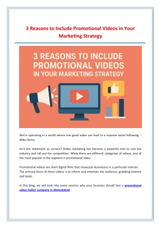3 Reasons to Include Promotional Videos in Your Marketing Strategy