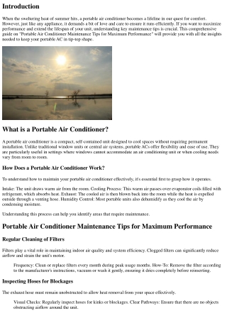 Portable Air Conditioner Maintenance Tips for Maximum Performance