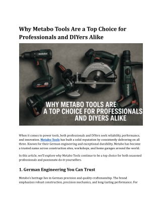 Why Metabo Tools Are a Top Choice for Professionals and DIYers Alike