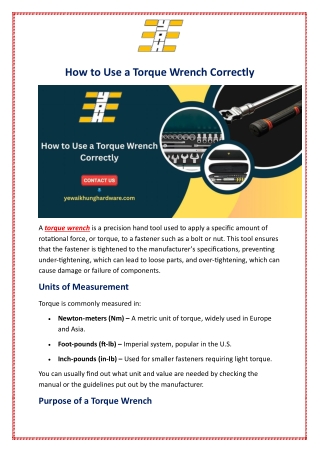 How to Use a Torque Wrench Correctly