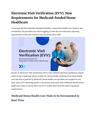 How Electronic Visit Verification (EVV) Is Changing Medicaid Home Health Care Co