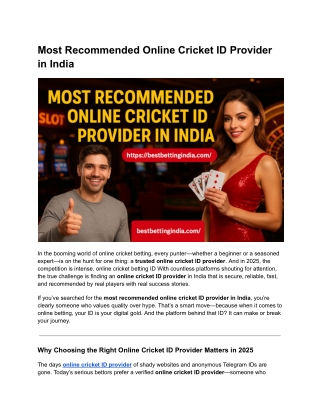 Most Recommended Online Cricket ID Provider in India