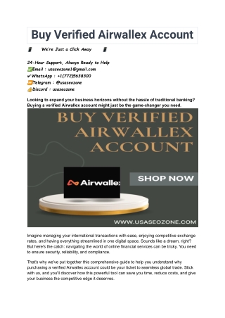 Top Site To Buy Verified Airwallex Account Today