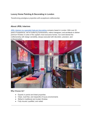 Luxury Home Painting & Decorating in London