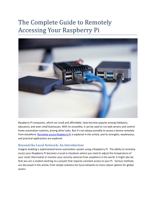 The Complete Guide to Remotely Accessing Your Raspberry Pi