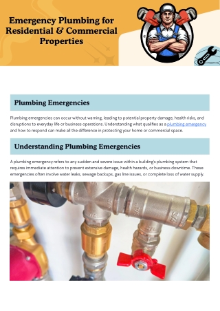 Emergency Plumbing for Residential & Commercial Properties