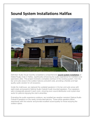 Sound System Installations Halifax
