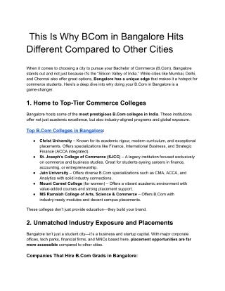 This Is Why BCom in Bangalore Hits Different Compared to Other Cities