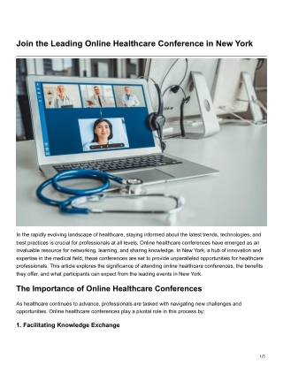 Join the Leading Online Healthcare Conference in New York