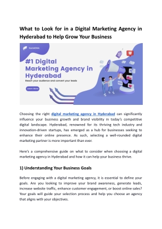 Digital Marketing Agency in Hyderabad to Help Grow Your Business