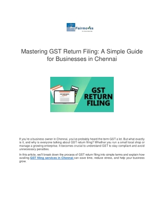 Mastering GST Return Filing A Simple Guide for Businesses in Chennai