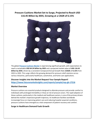 Navigating the Growth of the Pressure Cushions Market: Regional and Global Persp