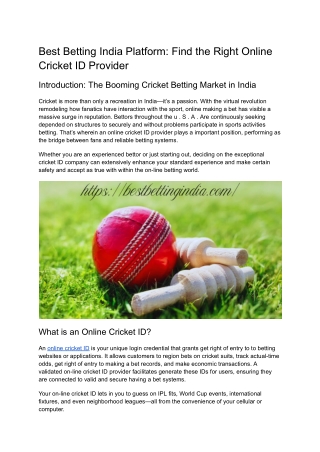 _Best Betting India Platform_ Find the Right Online Cricket ID Provider